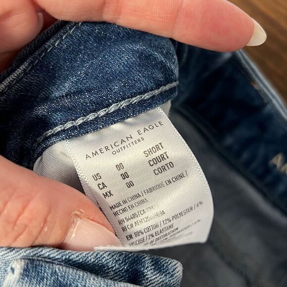 American Eagle Curvy Hi-Rise Jegging Next Level Stretch Jeans Destroyed, 00 Shor - Picture 11 of 12